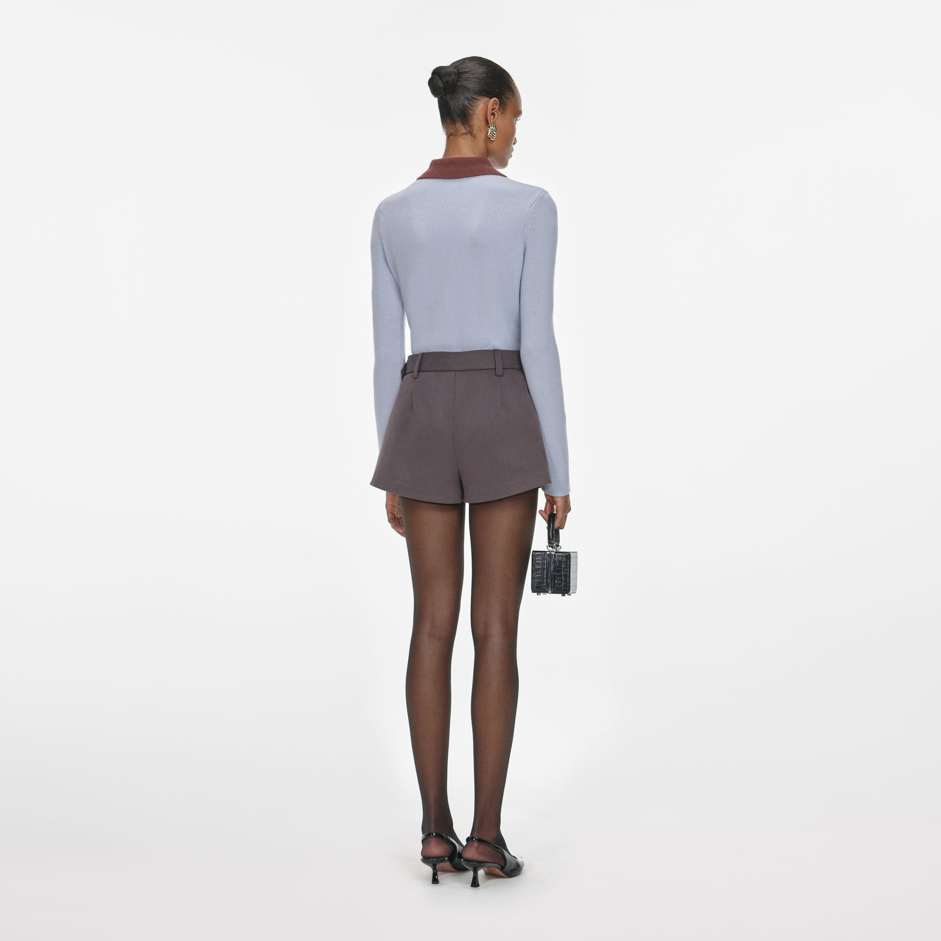 Blue Contrast Collar Knit Top