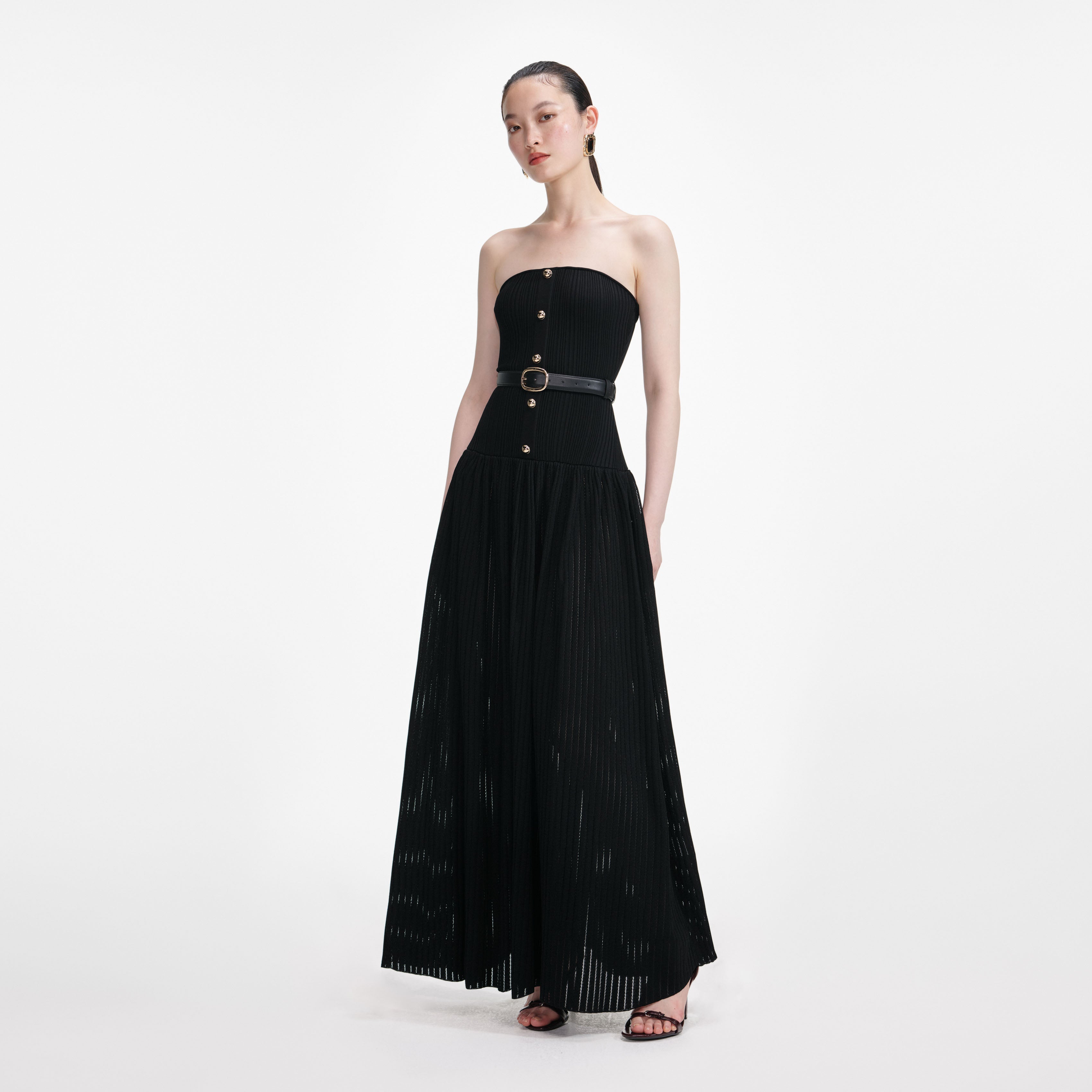 Black Bandeau Knit Maxi Dress