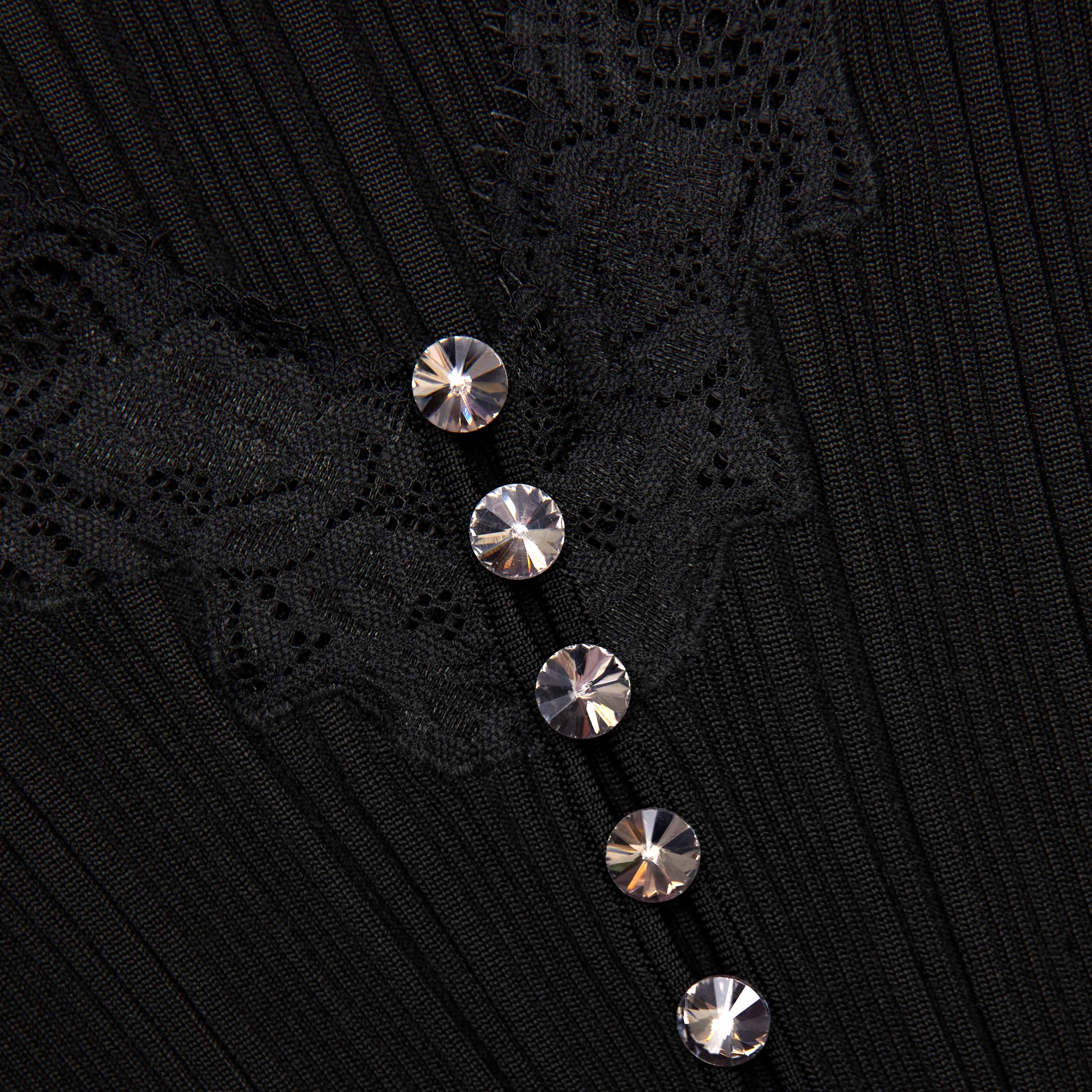 Black Lace Trim Knit Top