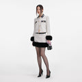 Check Boucle Fur Cuff Jacket