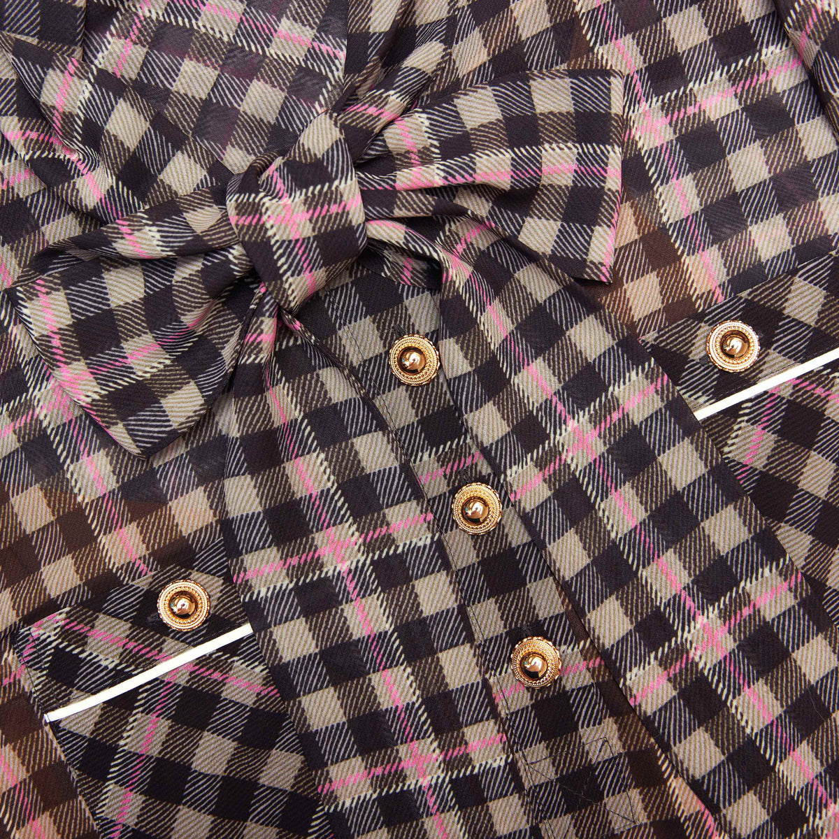 Brown Check Chiffon Mini Dress self-portrait Brown Check Chiffon Mini Dress self-portrait
