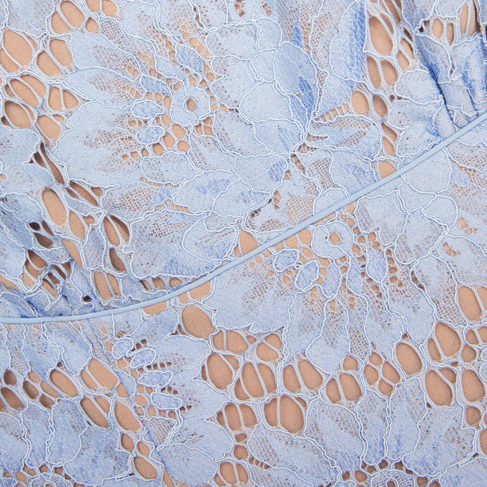 Blue Floral Lace Midi Dress – self-portrait