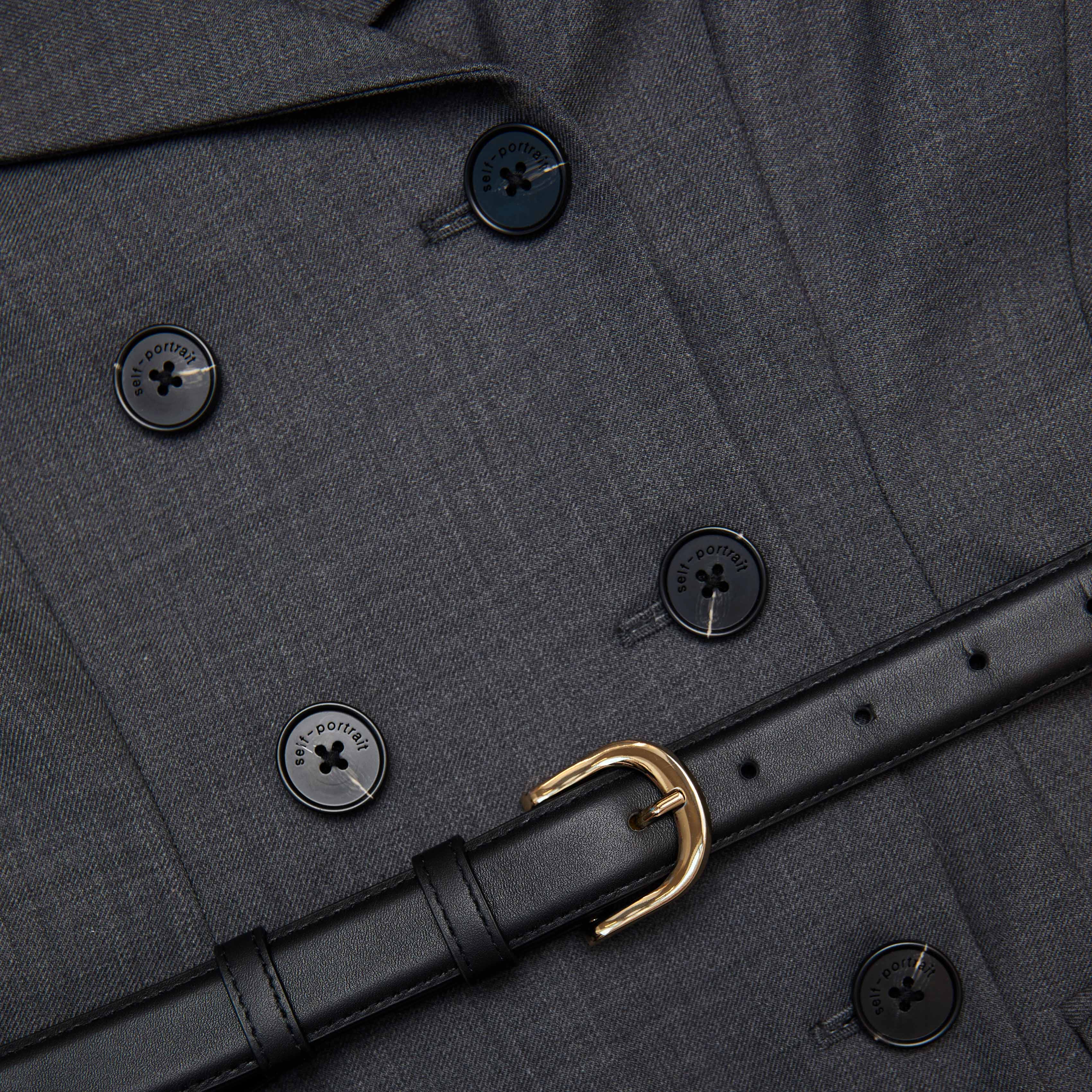 Grey Wool Tailored Midi Dress