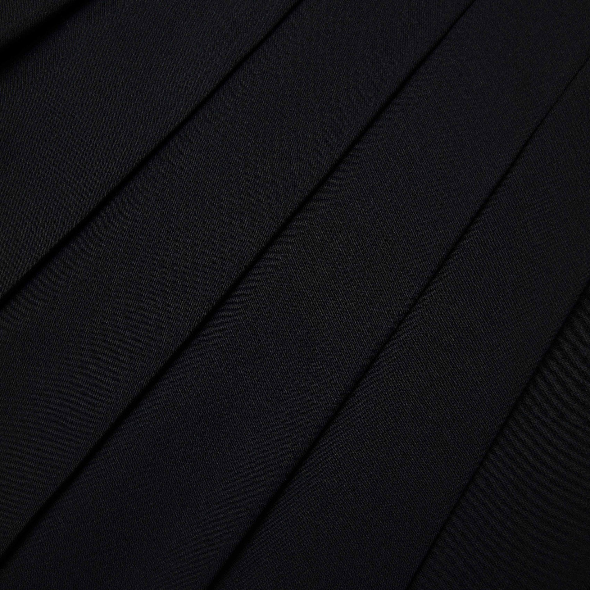 Black Pleated Twill Midi Skirt