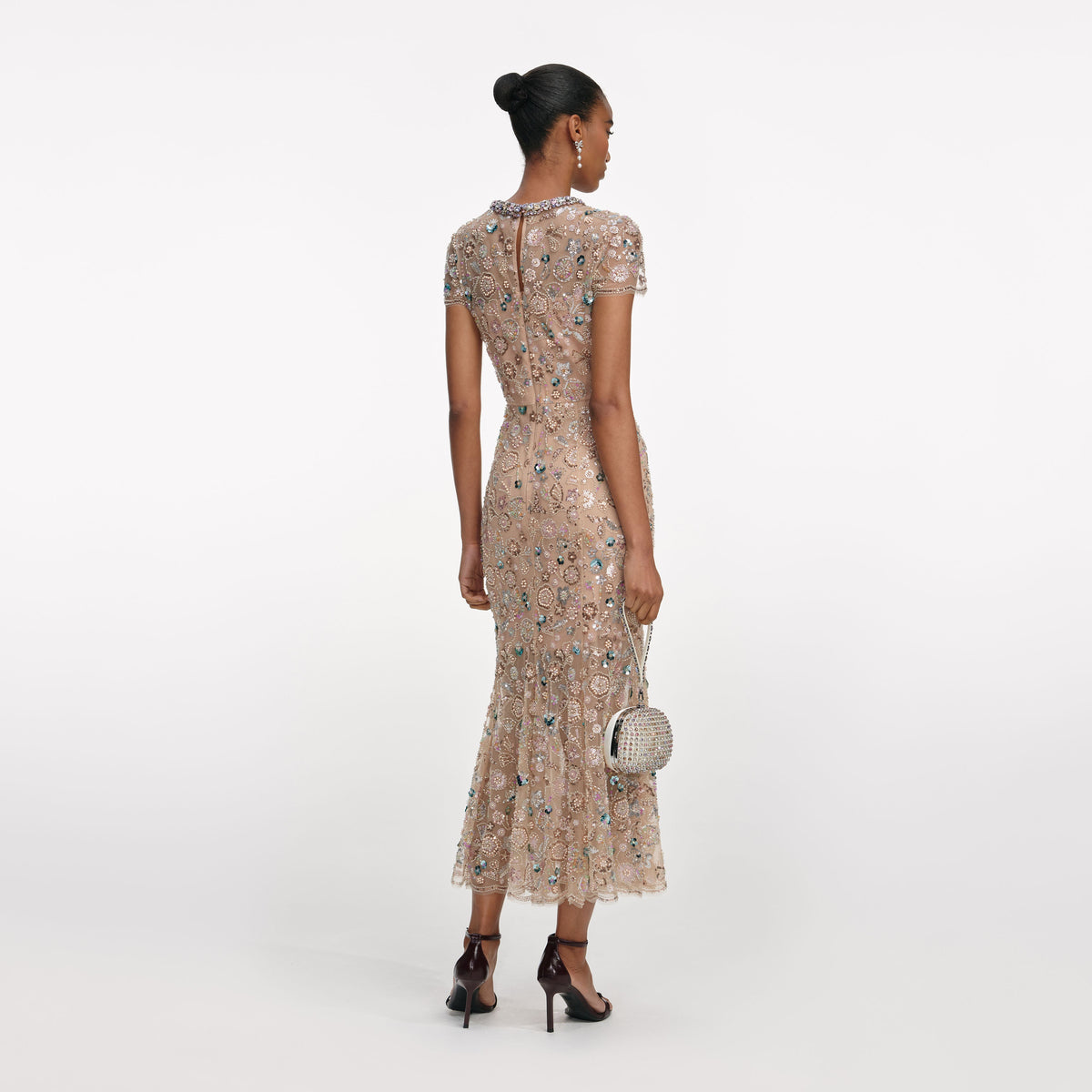 self portrait sequin embroidery dress Champagne Sequin Embroidered Midi Dress – self-portrait
