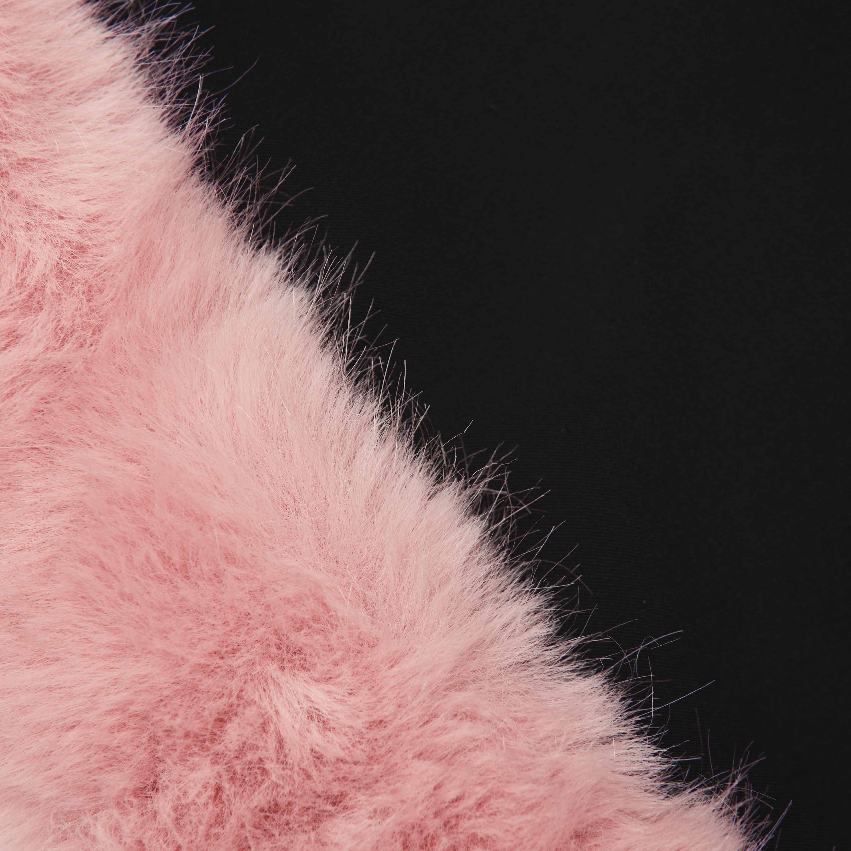 Black Crepe Fur Hem Mini Dress