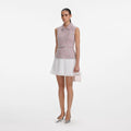 Pink Boucle Chiffon Mini Dress