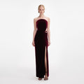 Burgundy Velvet Bandeau Maxi Dress