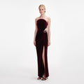Burgundy Velvet Bandeau Maxi Dress