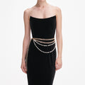 Black Velvet Chain Belt Maxi Dress