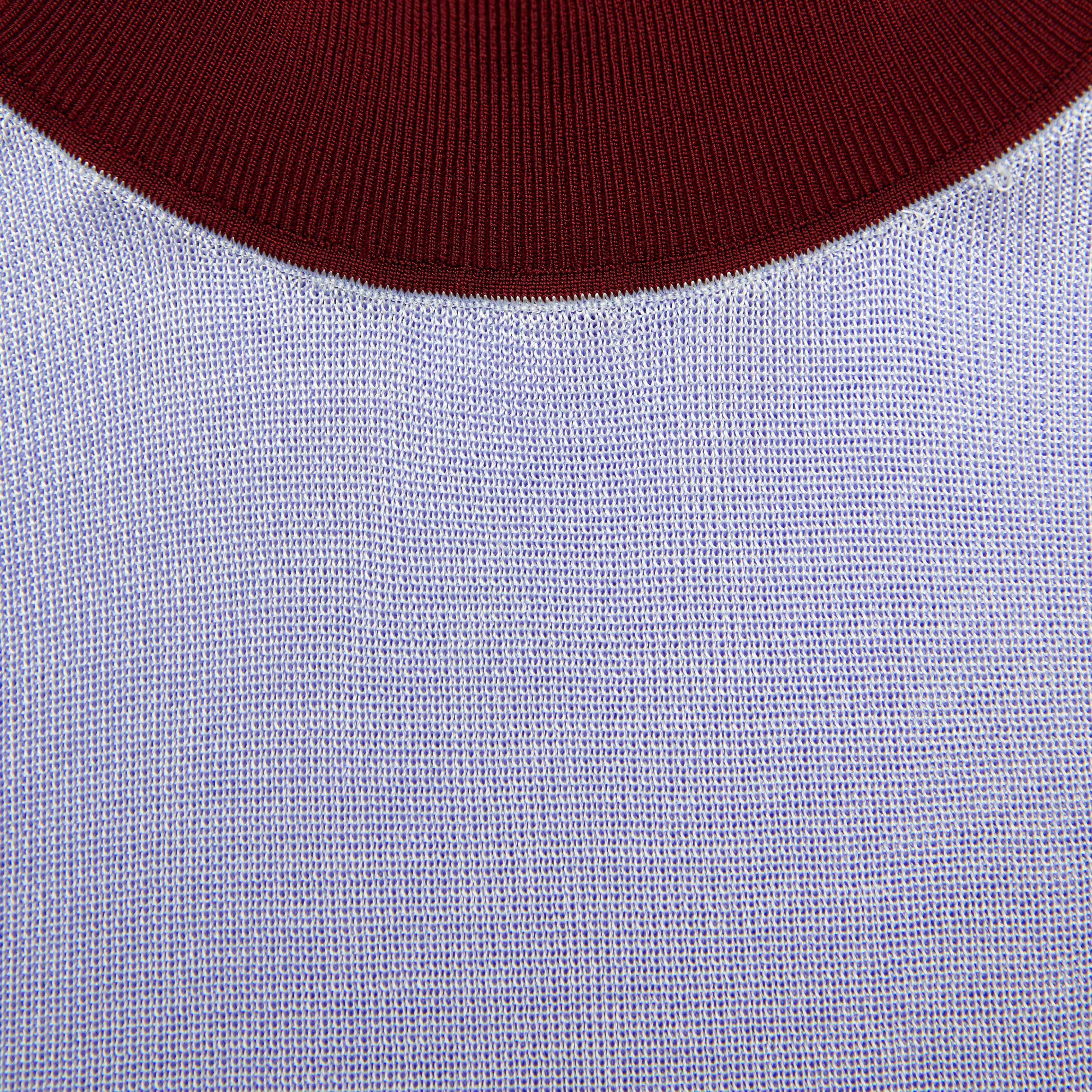 Blue Viscose Knit Short Sleeve Top