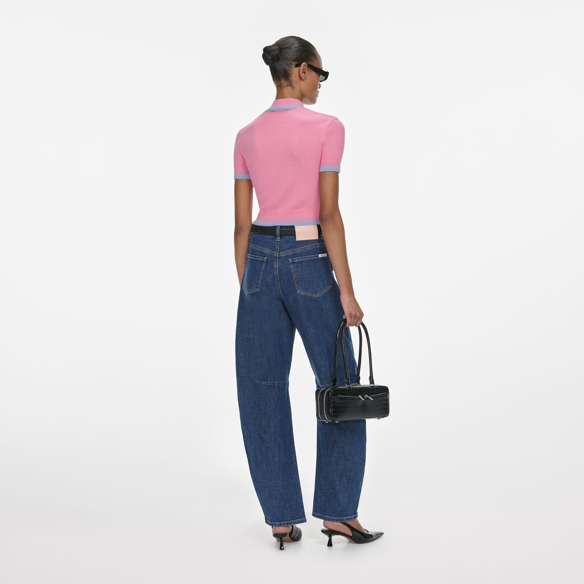 Pink Contrast Stripe Knit Top