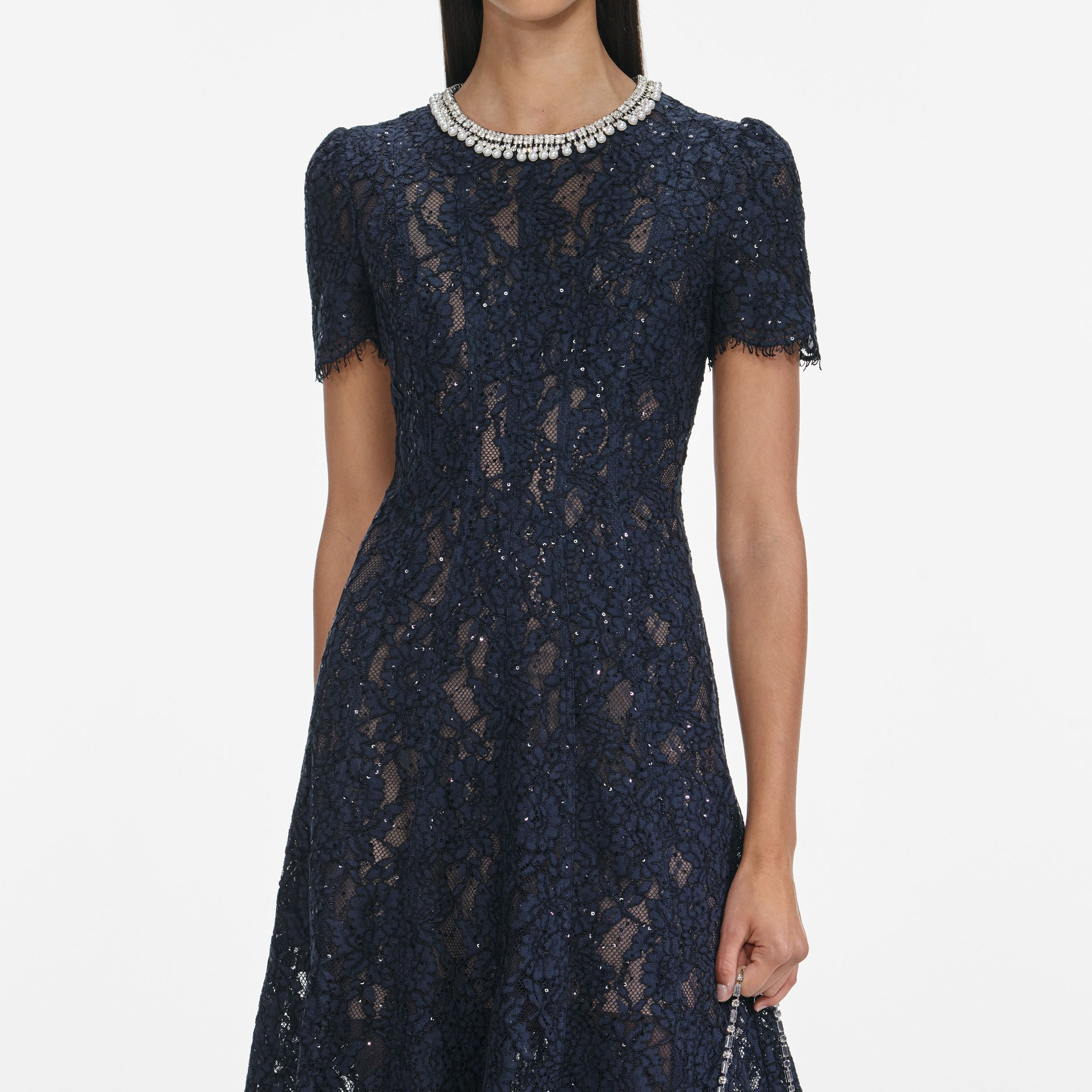 Paige Navy Lace Midi Dress
