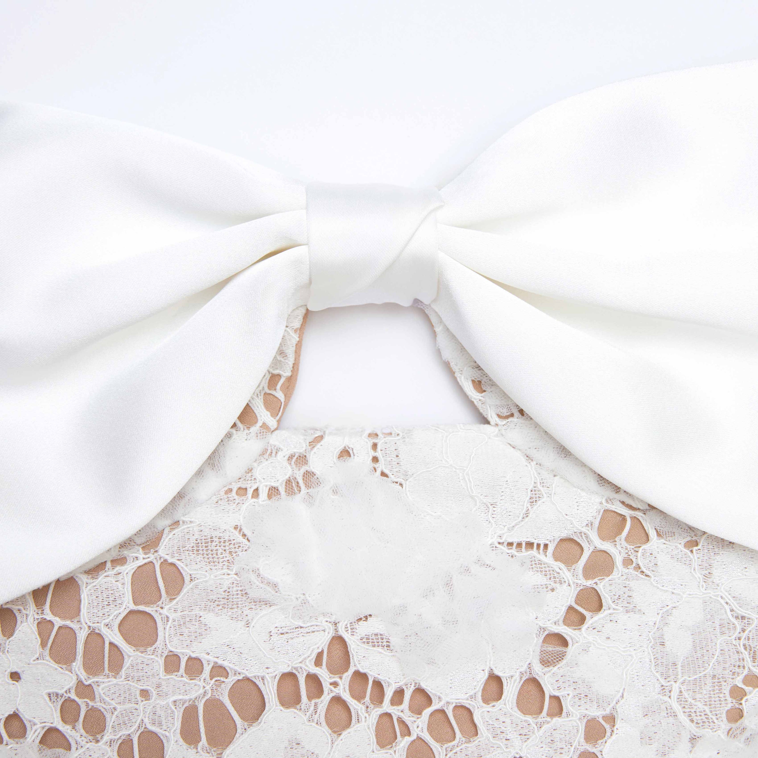 White Lace Bow Mini Dress – self-portrait