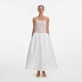 White Lace Taffeta Maxi Dress