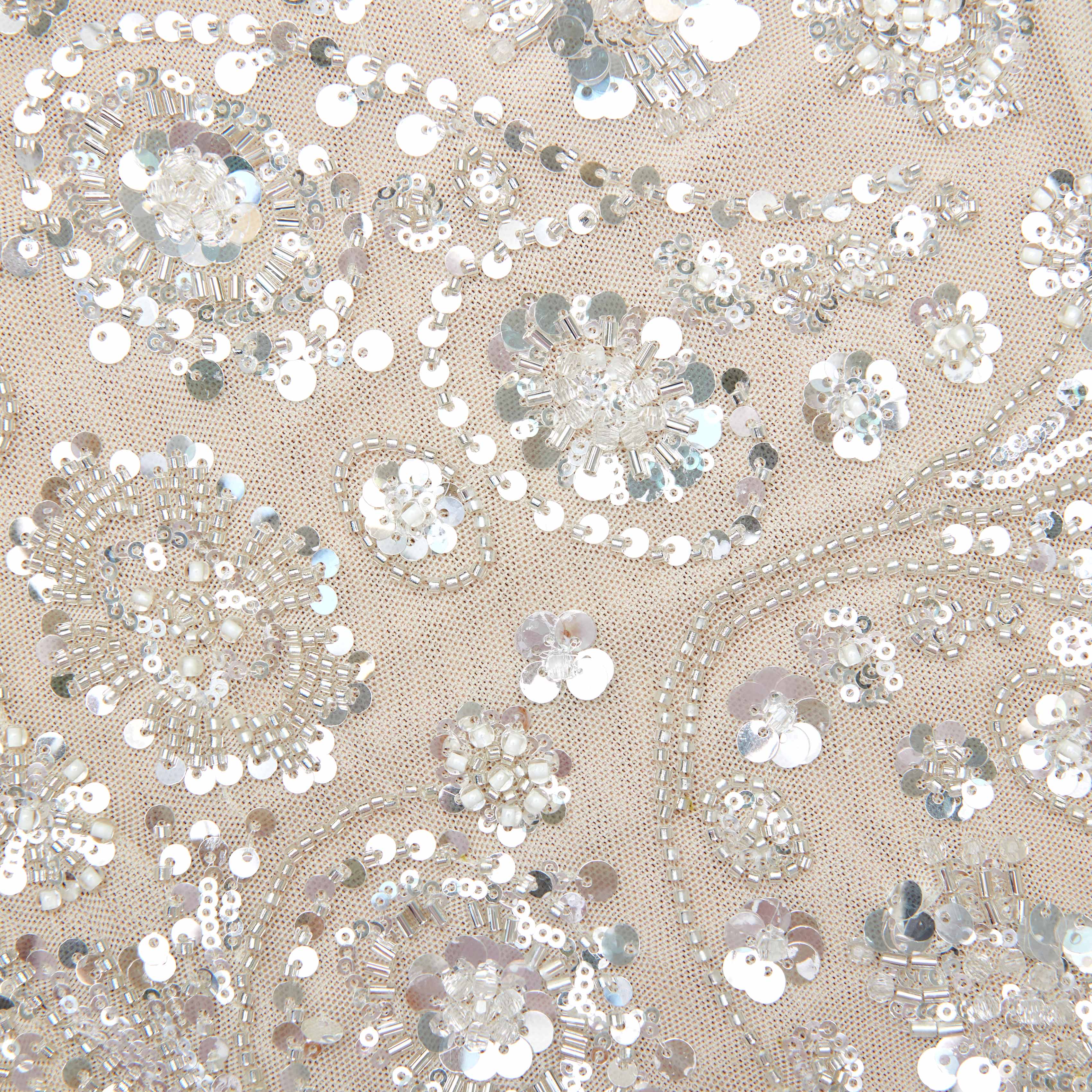 Cream Floral Sequin Maxi Dress