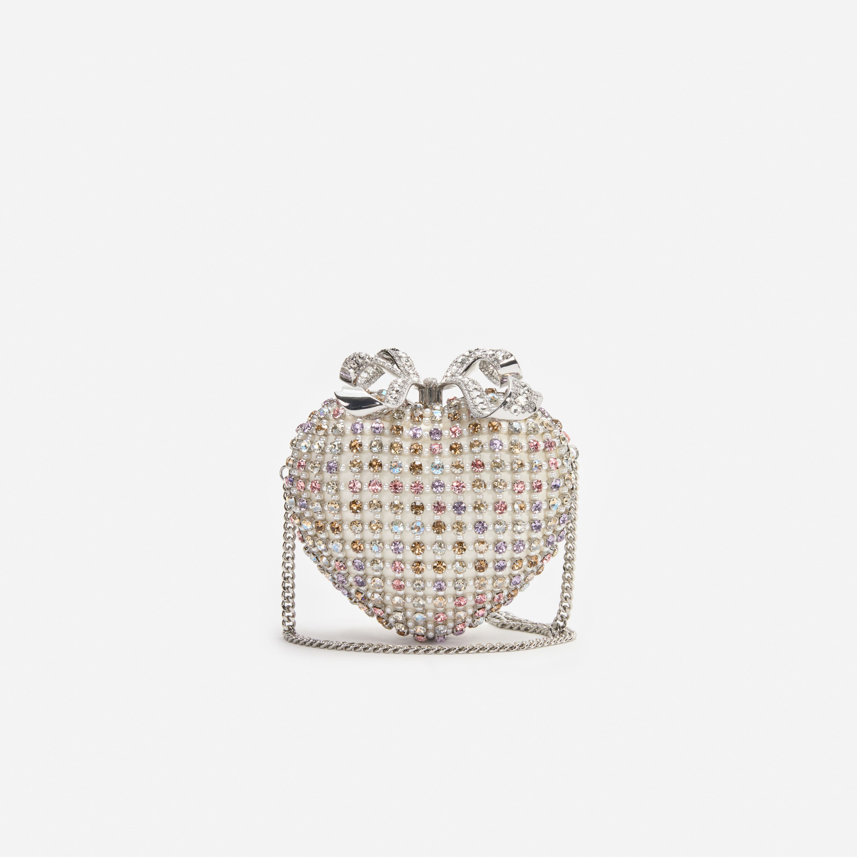 Multi Crystal Heart Clutch Bag – self-portrait
