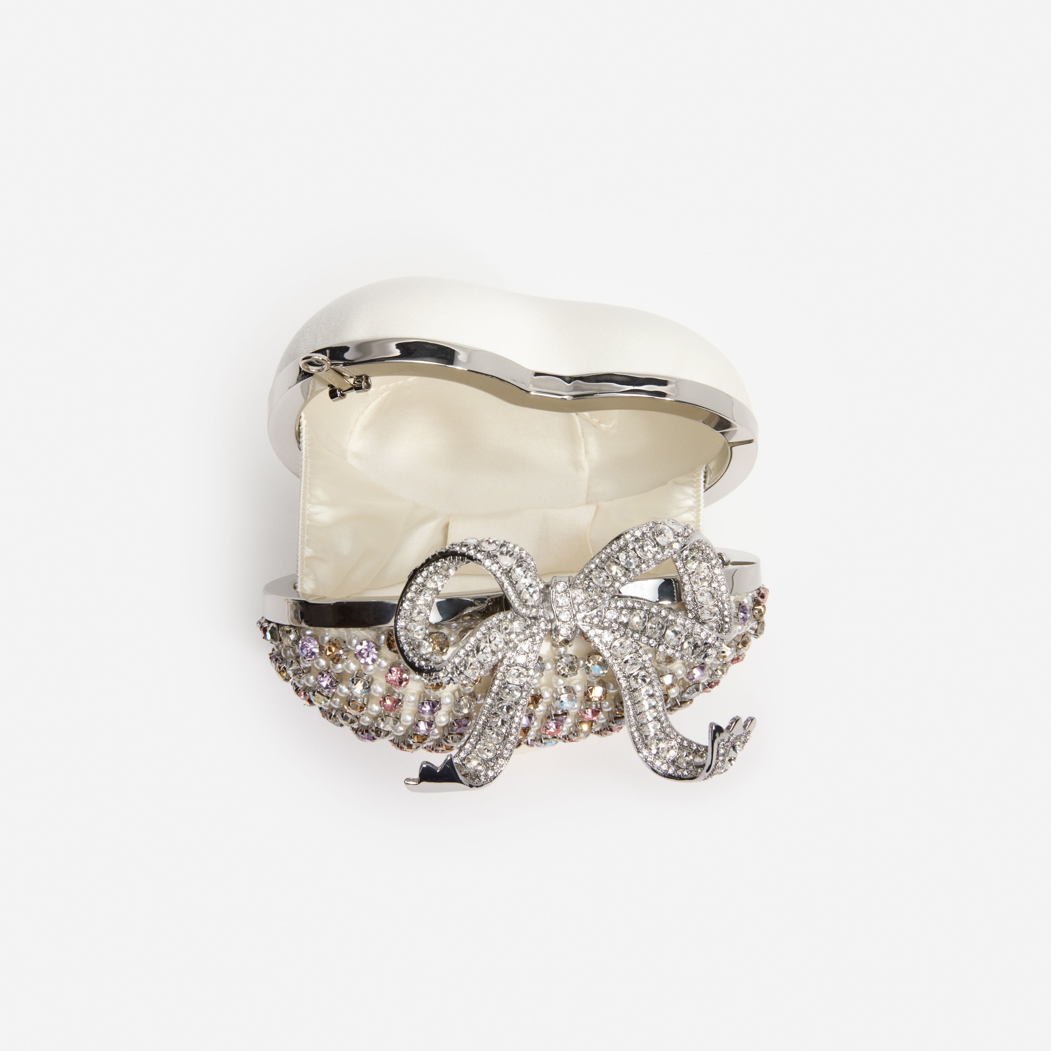 Multi Crystal Heart Clutch Bag