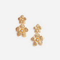 Gold Flower Tiered Earrings