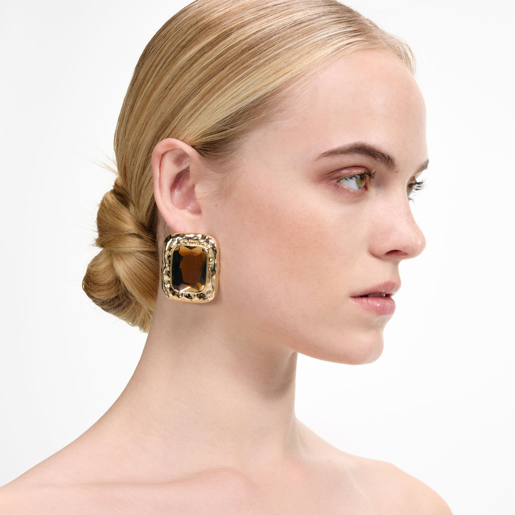 Mottled Gold Amber Earrings