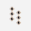 Gold Crystal Black Tiered Earrings