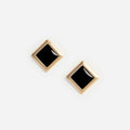 Black Enamel Gold Square Earrings