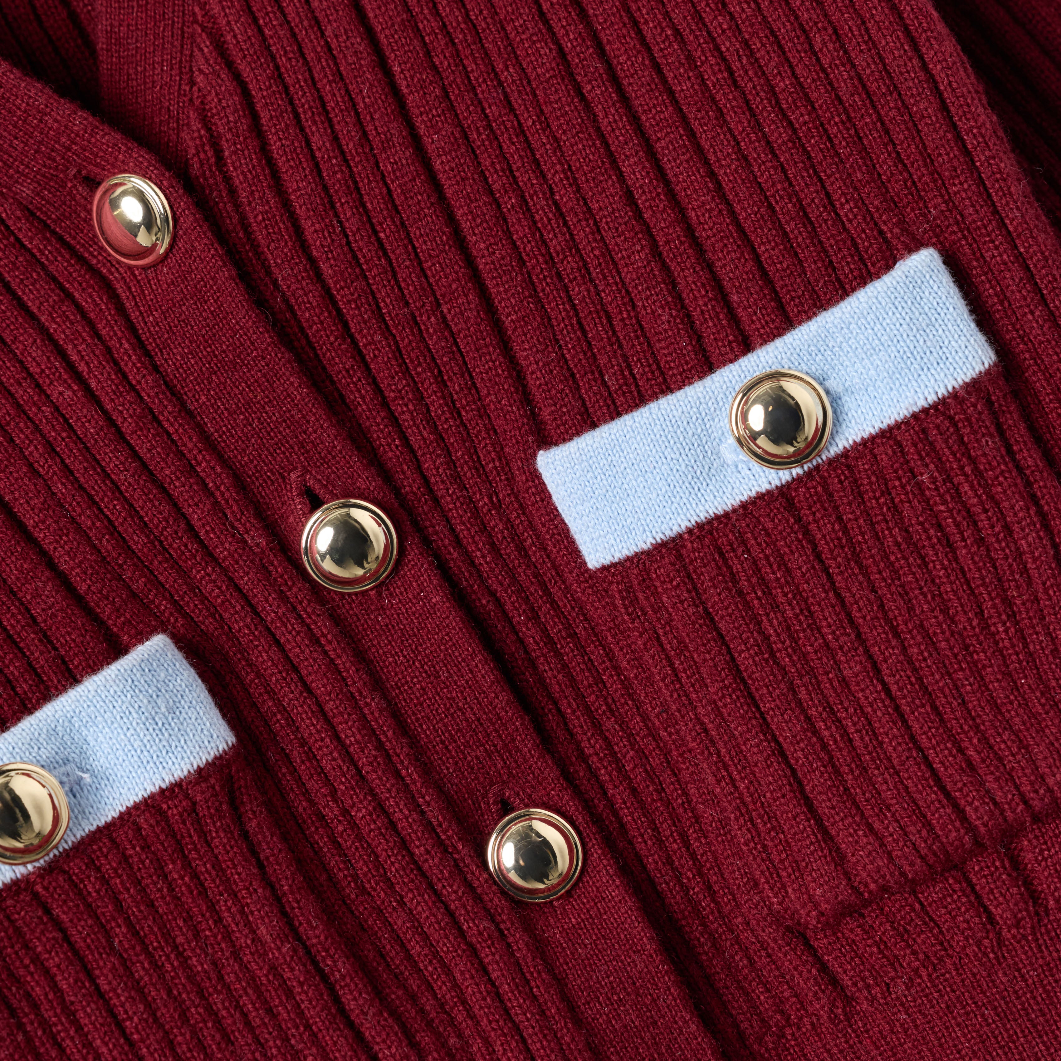 Burgundy Ribbed Knit Cardigan
