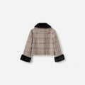 Brown Check Fur Jacket