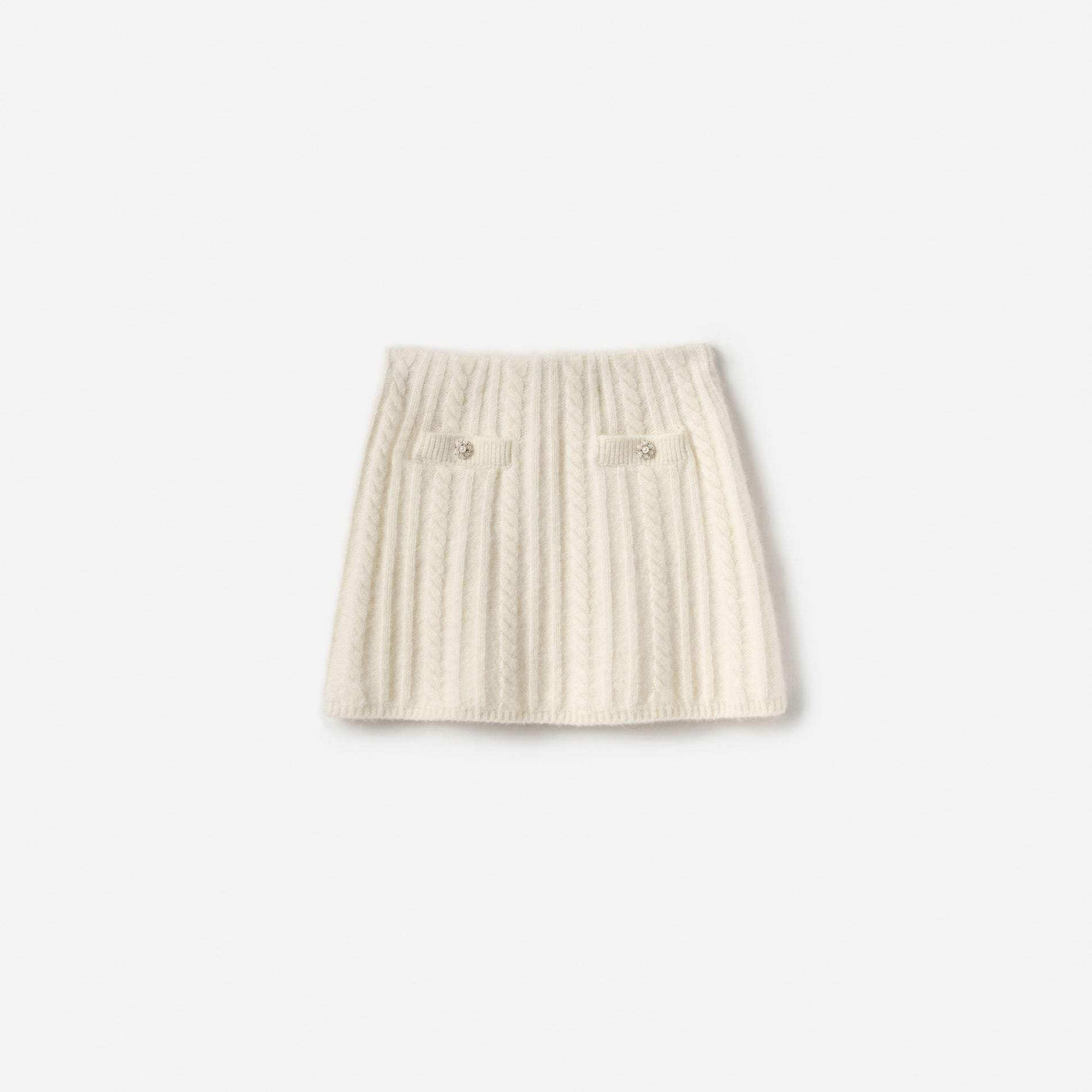 Cream Alpaca Knit Skirt