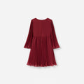 Burgundy Chiffon Long Sleeve Dress