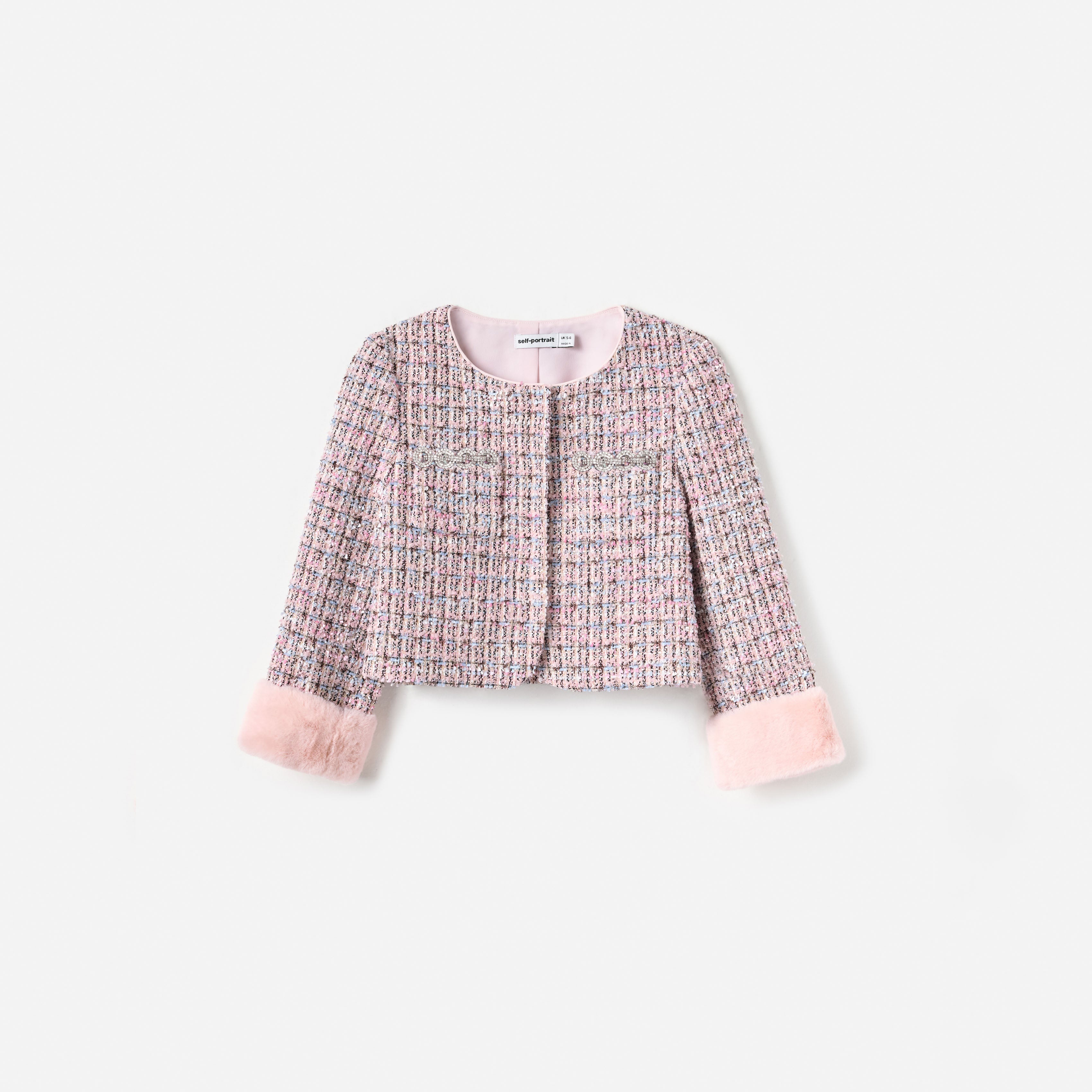 Pink Boucle Fur Jacket