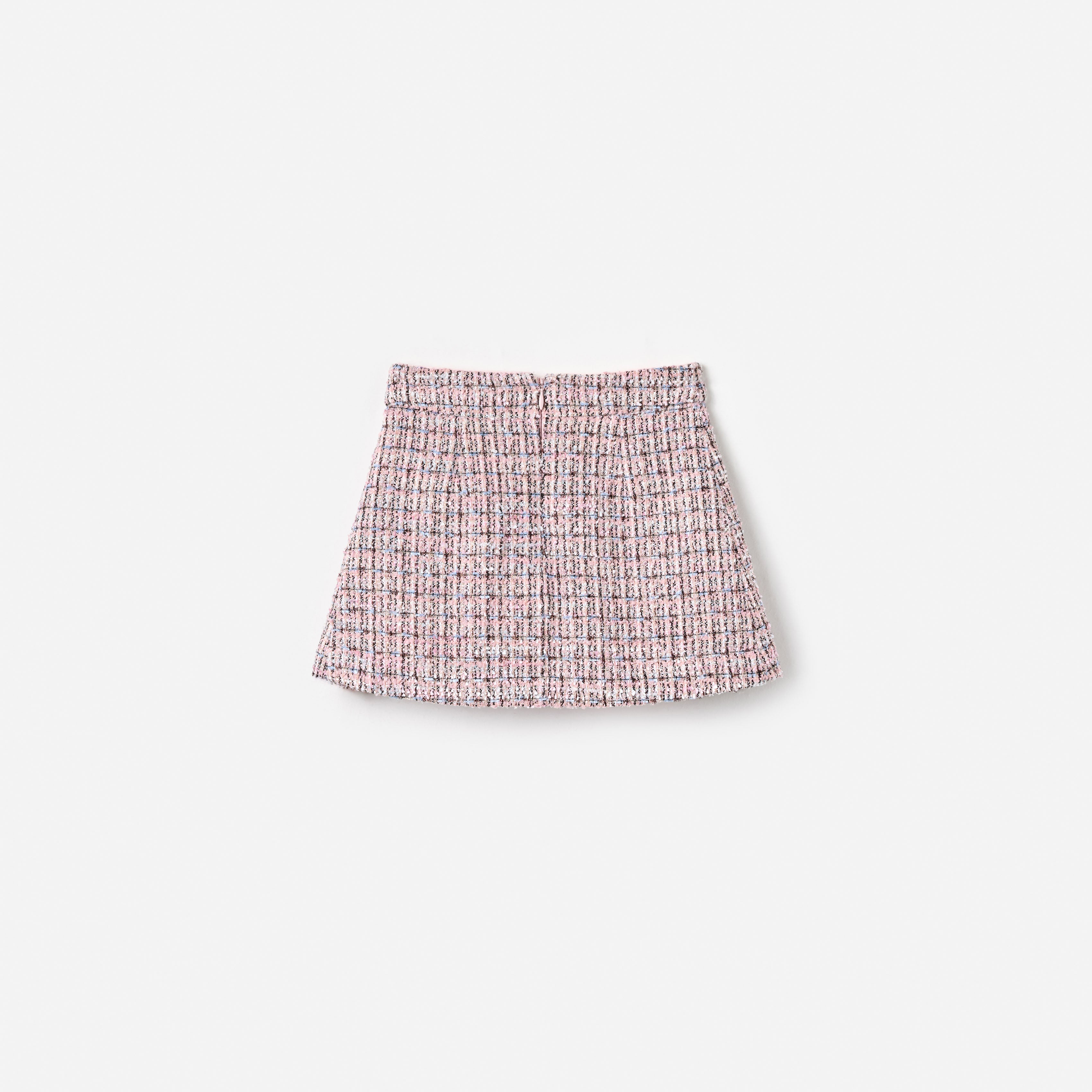 Pink Pleated Boucle Skirt