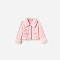 Pink Textured Knit Fur Cardigan