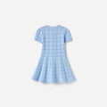 Blue Pointelle Knit Dress