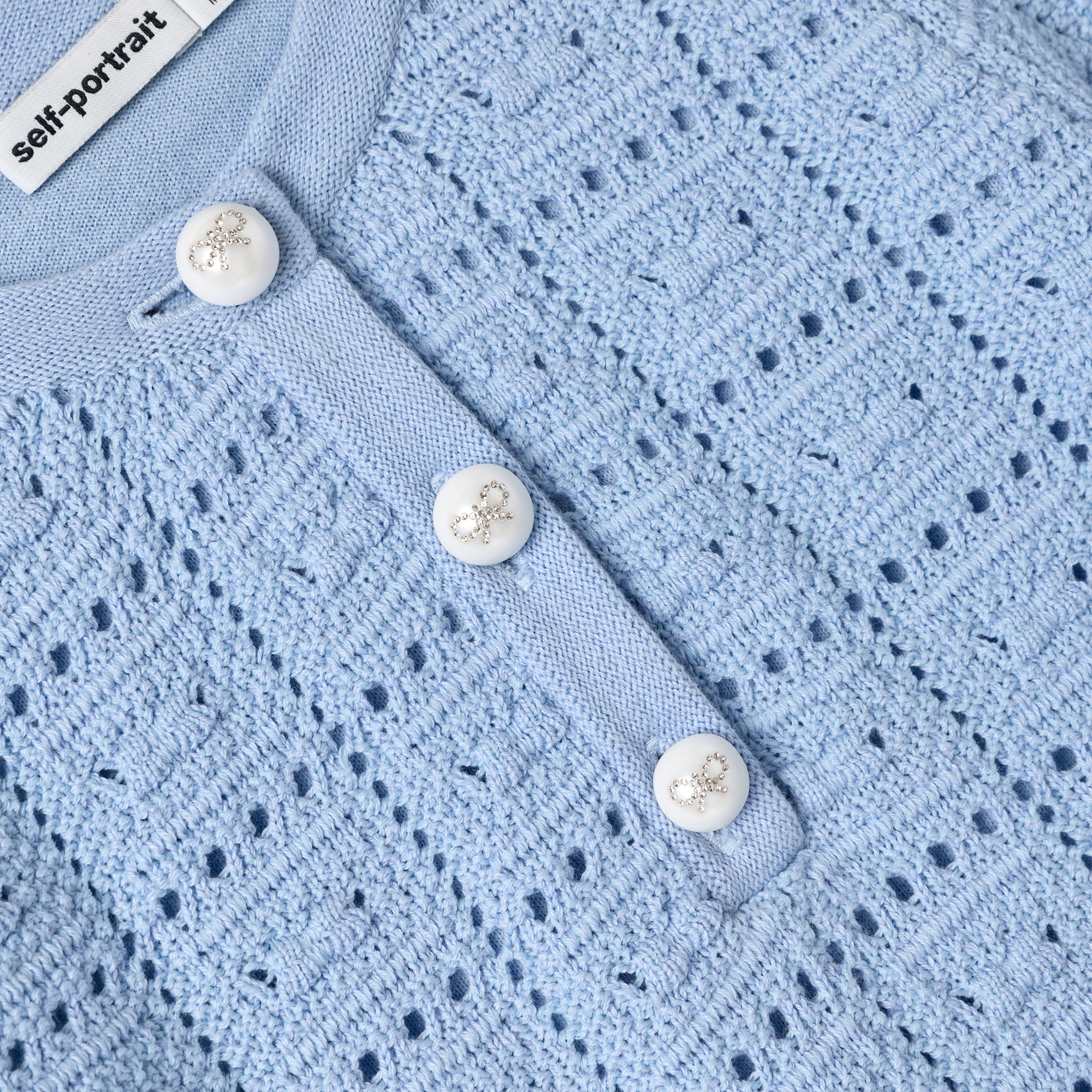 Blue Pointelle Knit Dress – self-portrait