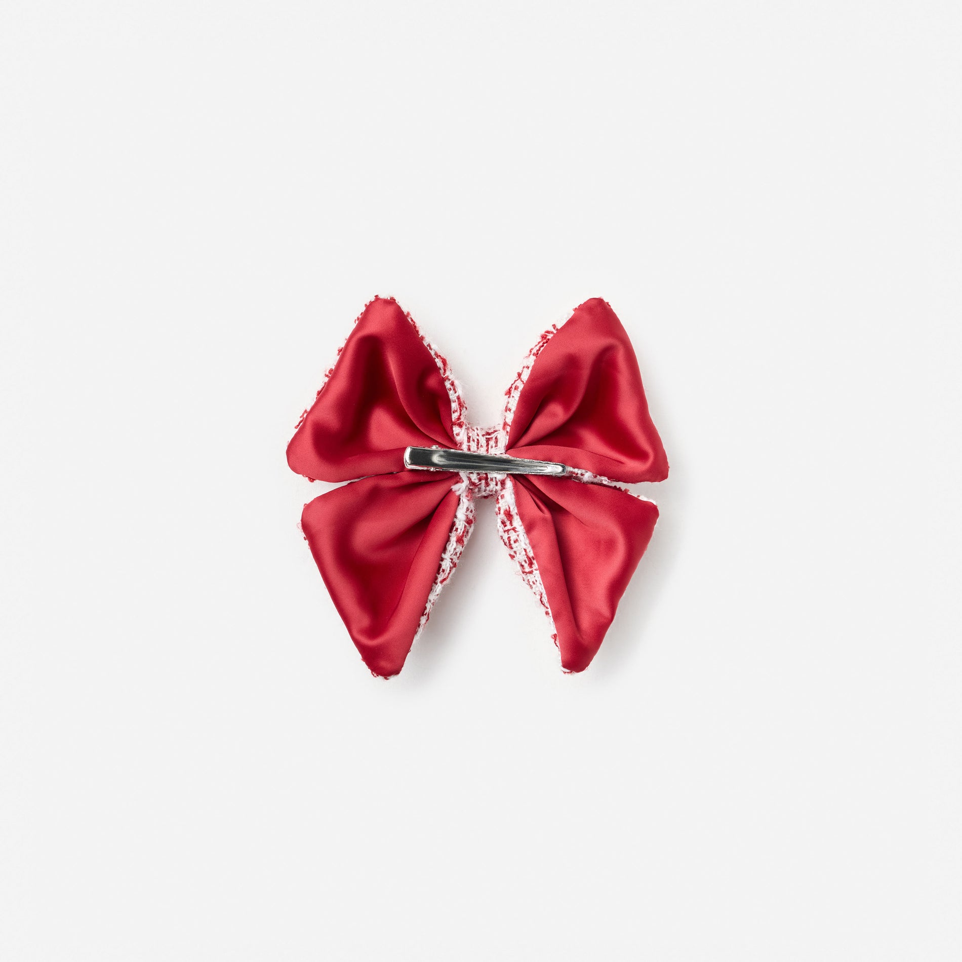 Burgundy Polka Dot Boucle Hair Bow