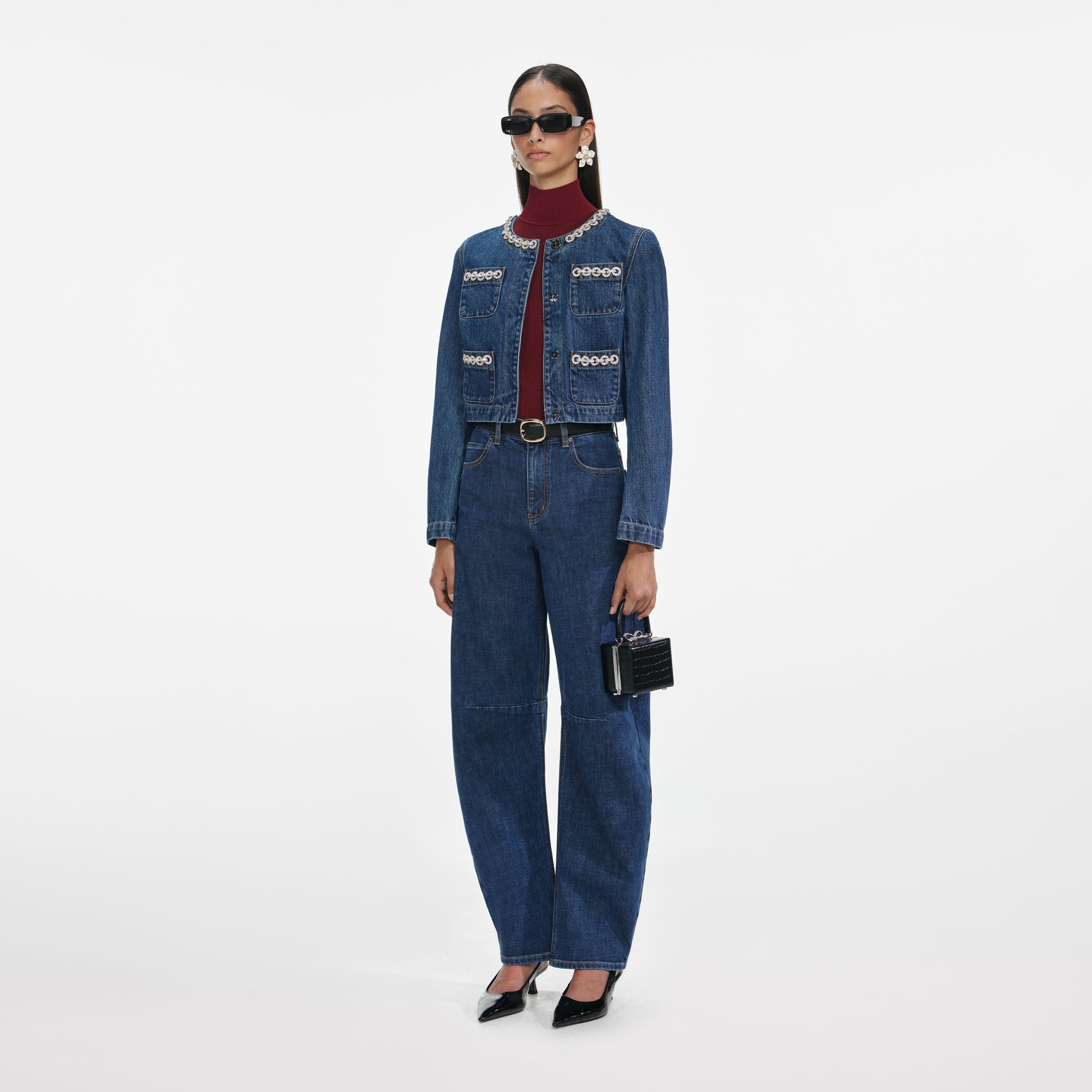 Crystal Trim Denim Jacket