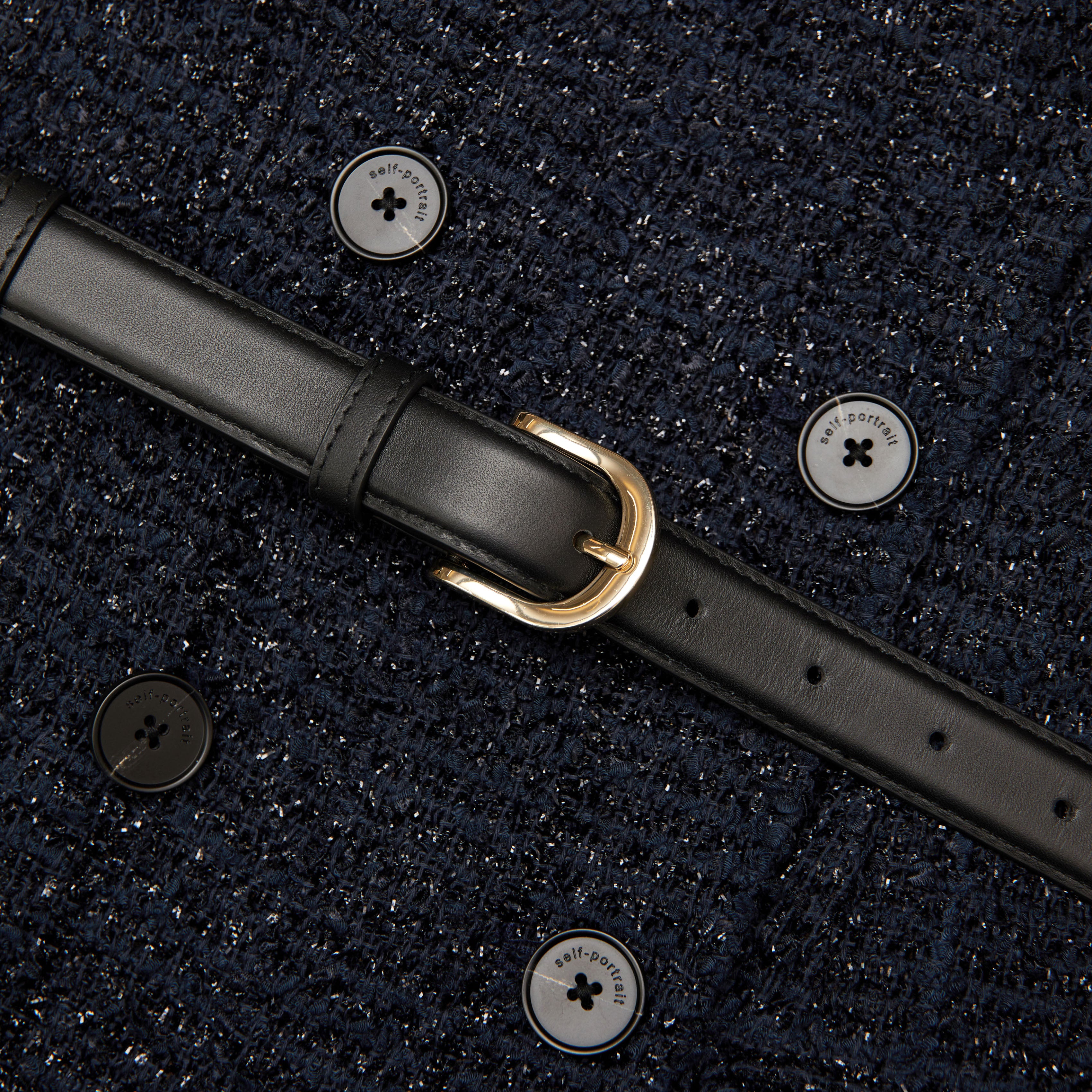 Navy Boucle Midi Dress