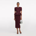 Burgundy Pointelle Knit Midi Dress