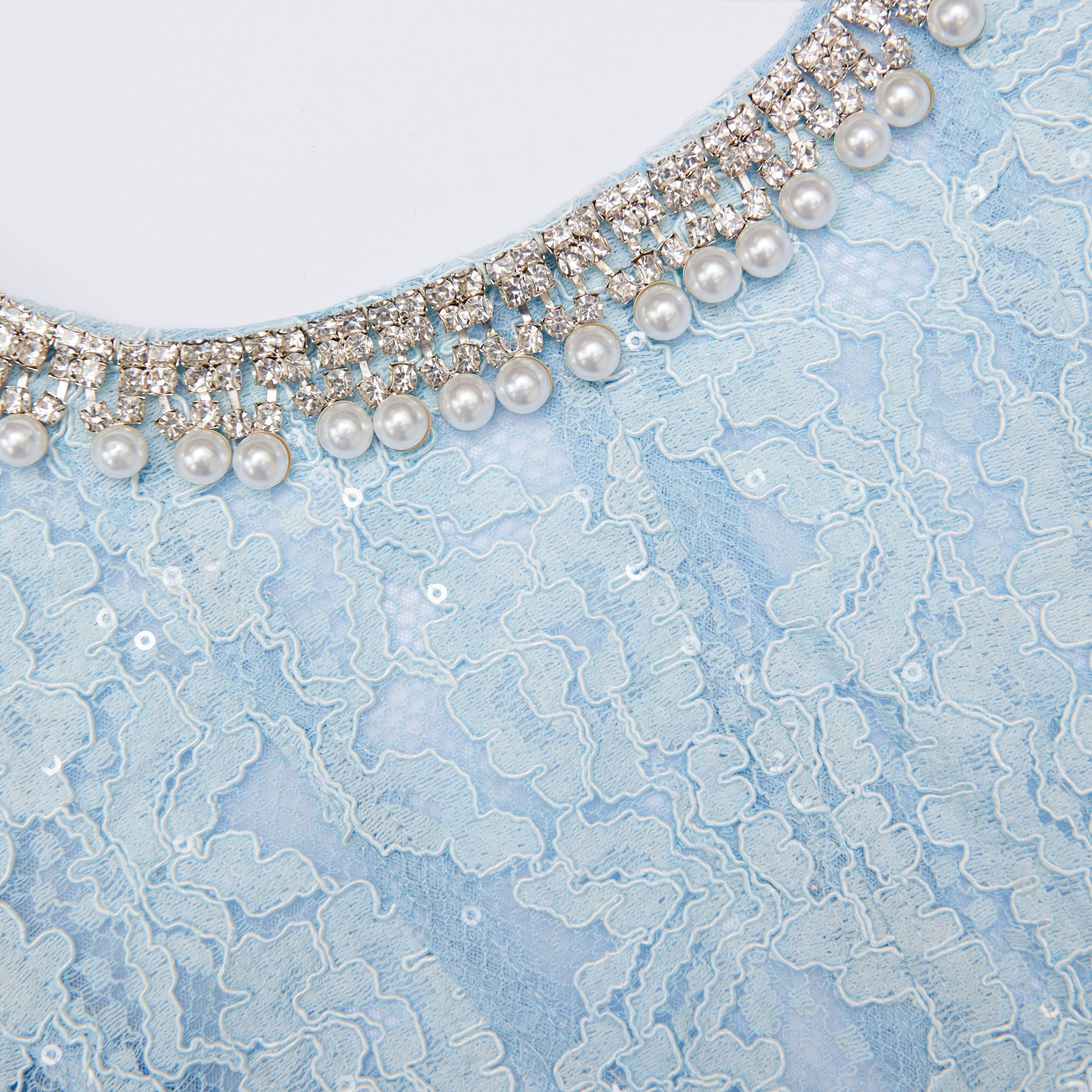Blue Lace Embellished Midi Dress – self-portrait