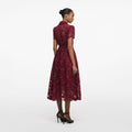 Burgundy Lace Collared Midi Dress