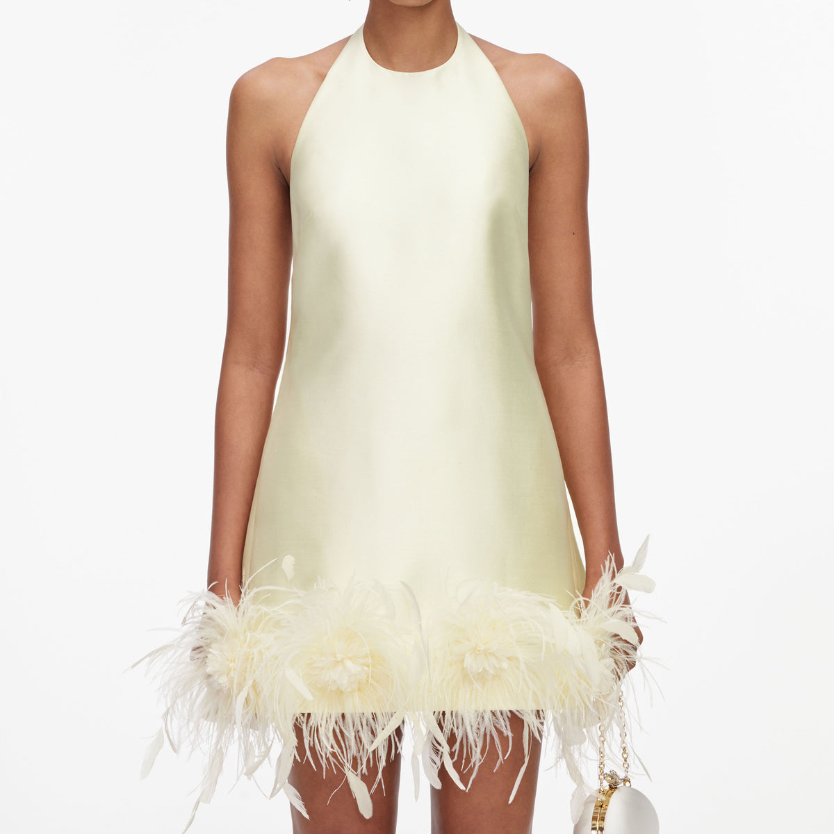 self portrait feather mini dress SELF-PORTRAIT Feather-trimmed crystal-embellished stretch-mesh mini dress