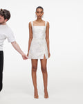 White Sequin Lace Mini Dress