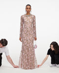 Pink Floral Sequin Maxi Dress