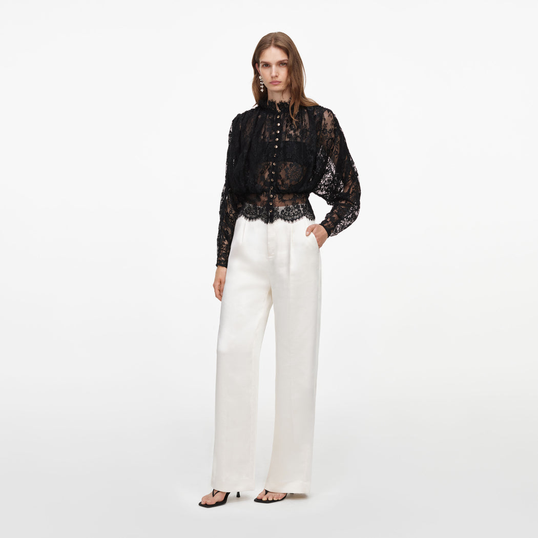 Black Lace High Neck Blouse