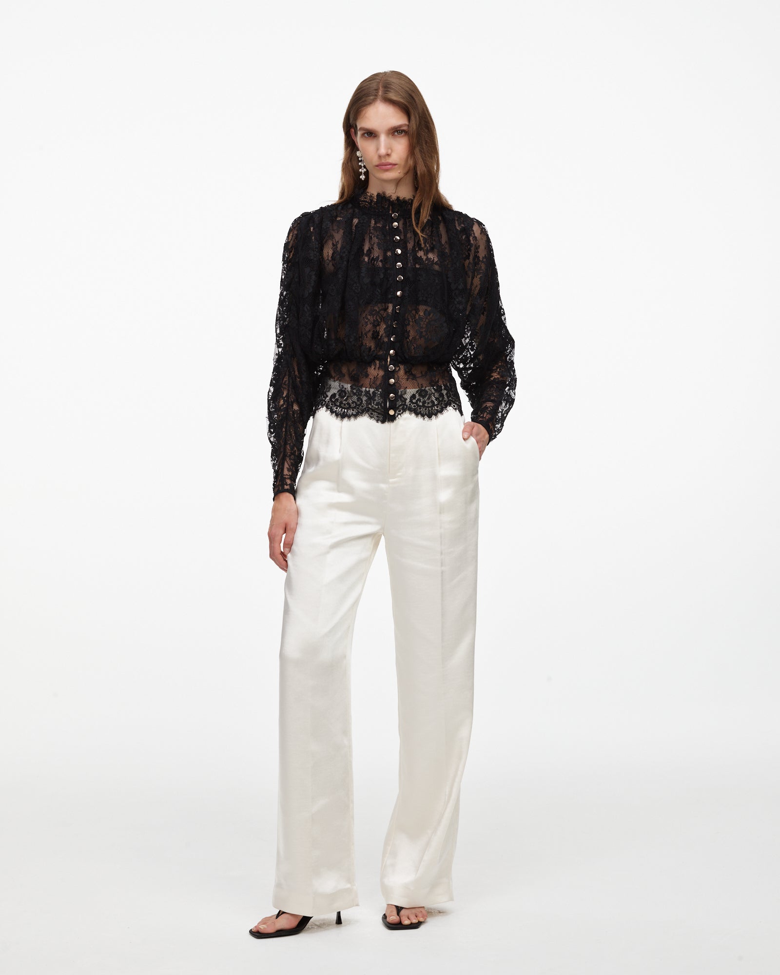 Black Lace High Neck Blouse