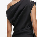 Black Taffeta Draped Top