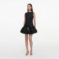 Black Lace Bubble Hem Mini Dress