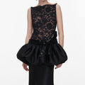 Black Lace Bubble Peplum Maxi Dress