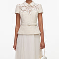 Cream Lace Boucle Midi Dress